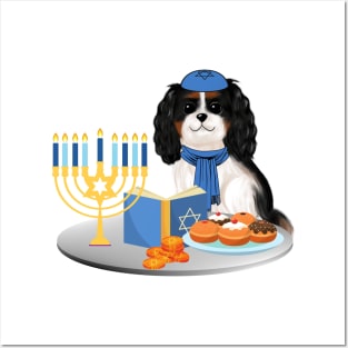 Hanukkah Tri-Colored Cavalier King Charles Spaniel Posters and Art